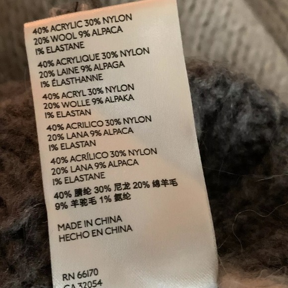 By Anthropologie Women Sweater Wool Alpaca Blend Mock Neck Stripe Gray Cream XS - Picture 5 of 9